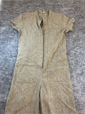 Bridge & Burn Women's Short-Sleeve Utility Jumpsuit in Heather Gray Size S